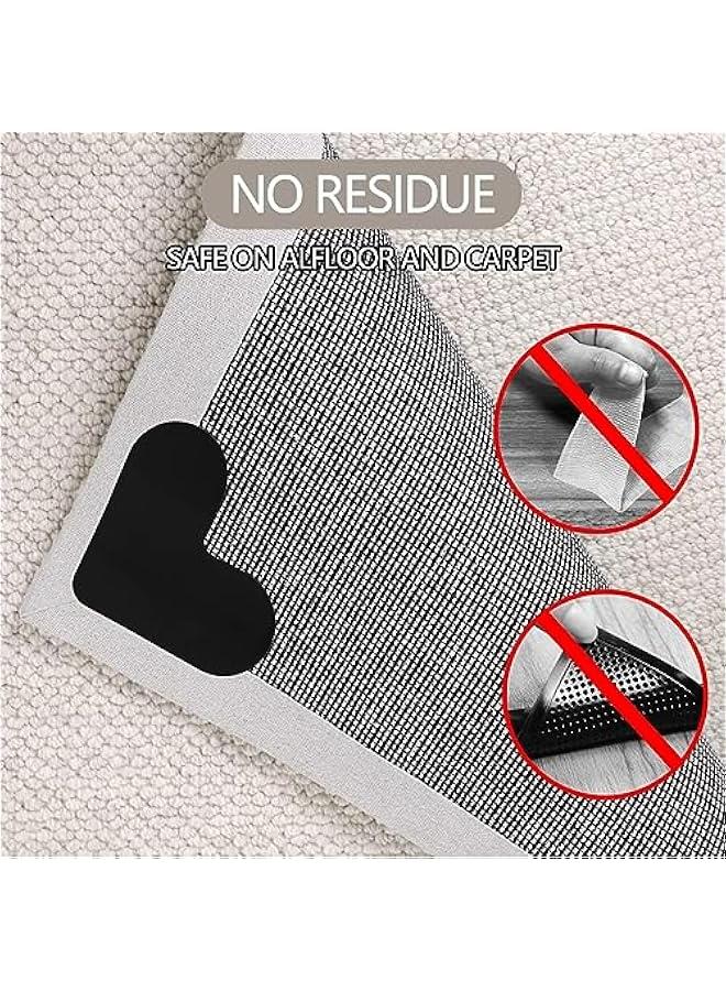 وسادة تثبيت السجاد 12 مانعة للانزلاق قابلة للغسل قابلة للإزالة شريط لاصق للسجاد للأرضيات الخشبية والأرضيات البلاط والسجاد وسادات الأرضيات الجدران سوداء - Image 5