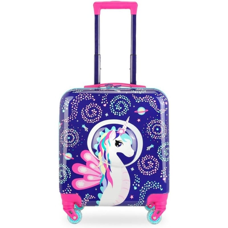 MilkandMoo Carry-On Luggage, 18-Inch Cabin Suitcase with 360° Light-Up Wheels, Adjustable Handle and Name Tag, Travel Trolley Bag for Boys and Girls - Image 1