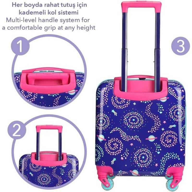 MilkandMoo Carry-On Luggage, 18-Inch Cabin Suitcase with 360° Light-Up Wheels, Adjustable Handle and Name Tag, Travel Trolley Bag for Boys and Girls - Image 5