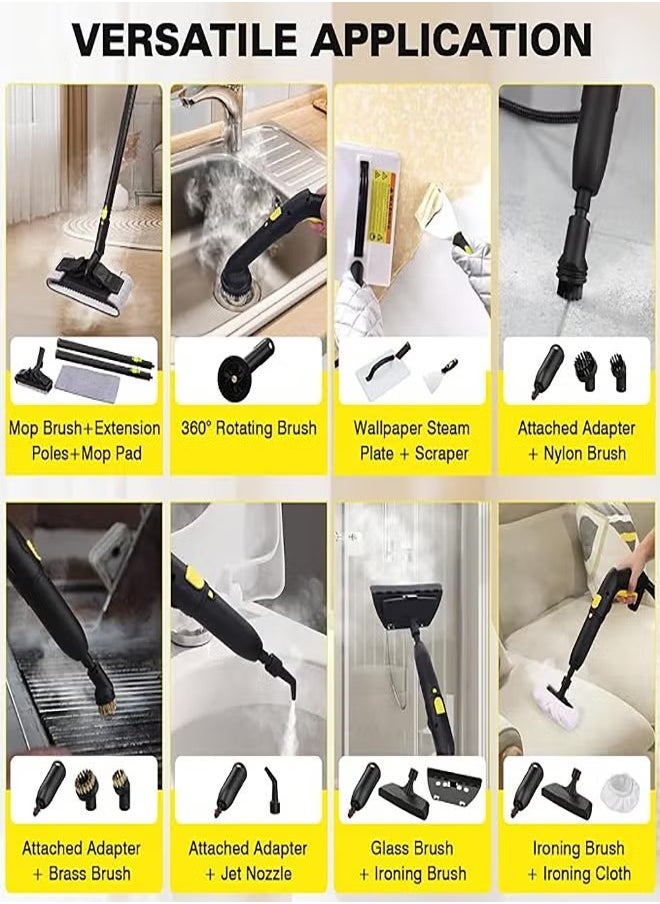 ET-LIFE Multifunction Steam Cleaner, for Floor Cleaning/Car Cleaning/Sofa Cleaning/Kitchen Cleaning/Toilet Cleaning/Washer Cleaning/Housekeeping, 2L, 2000W, 3m Wired, SE8620, Yellow  - Image 4