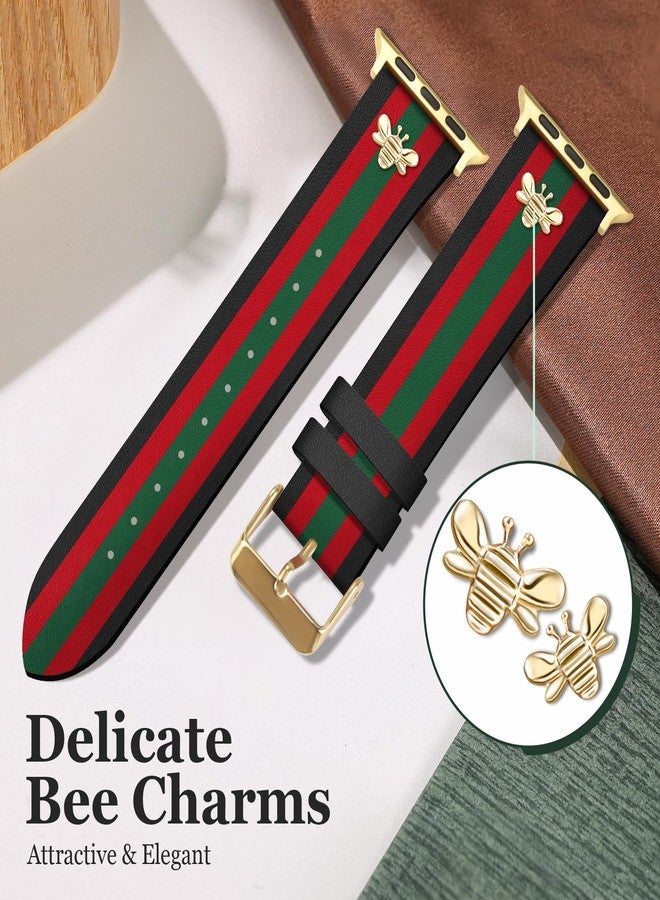 MOINSPIRE Designer Leather Bands with Charms Compatible with Apple Watch Band 42mm(S3/2/1) 44mm 45mm 46mm 49mm Women Men Genuine Leather Elegant Strap for iWatch Series 11/10/9/8/7/6/5/3/2/1/SE/Ultra - Image 5