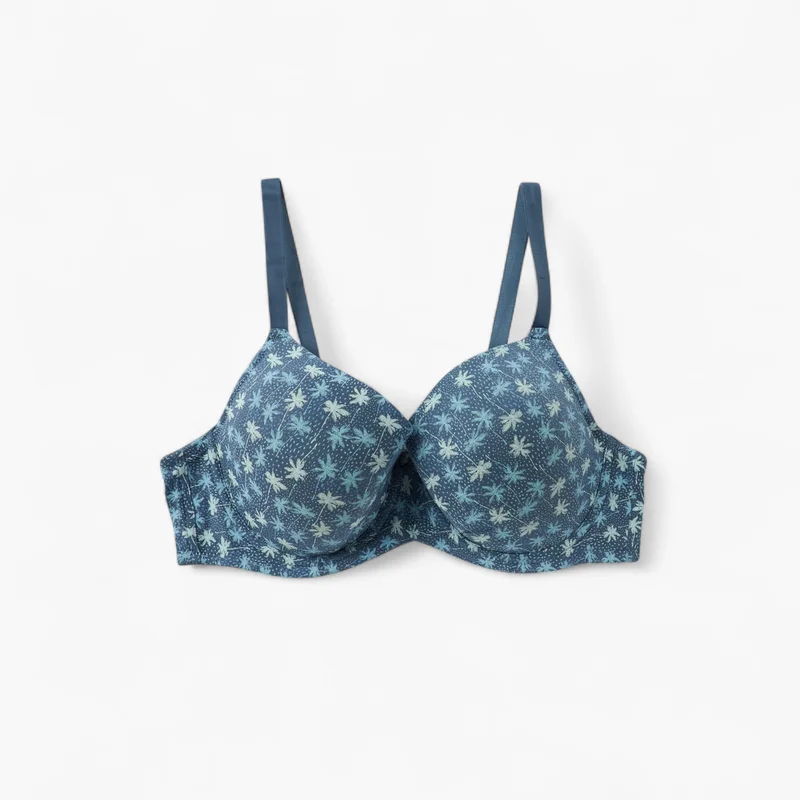 Splash FAV Printed Wired Demi Bra with Hook and Eye Closure