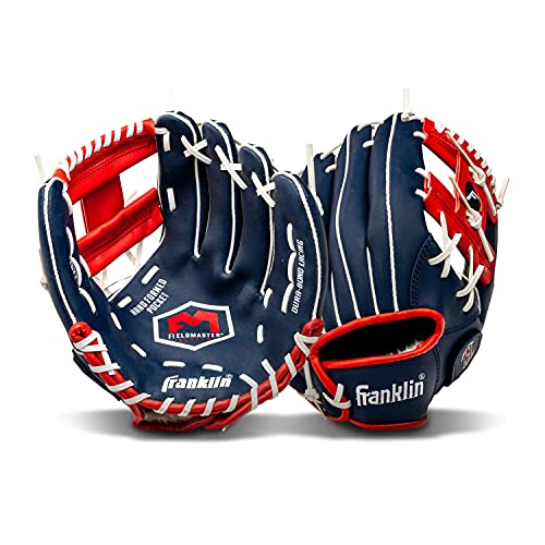 Franklin Sports Baseball and Softball Glove - Field Master - Baseball and Softball Mitt, Red, White, Blue, 11.0" - Image 2