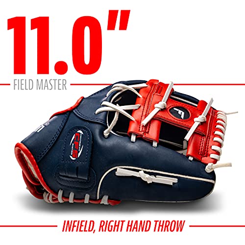 Franklin Sports Baseball and Softball Glove - Field Master - Baseball and Softball Mitt, Red, White, Blue, 11.0" - Image 3