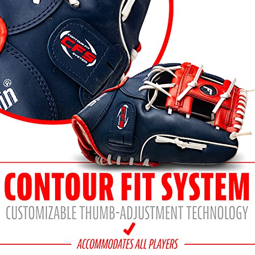 Franklin Sports Baseball and Softball Glove - Field Master - Baseball and Softball Mitt, Red, White, Blue, 11.0" - Image 5