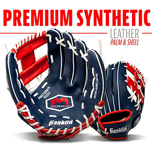 Franklin Sports Baseball and Softball Glove - Field Master - Baseball and Softball Mitt, Red, White, Blue, 11.0" - Image 4