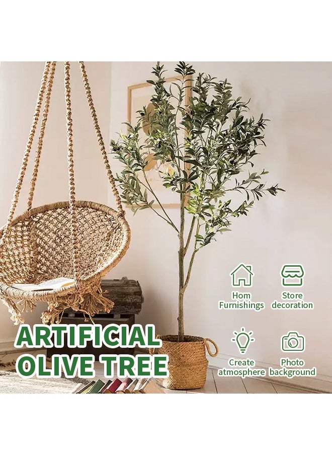 Generic Artificial Olive Tree 150cm Faux Olive Silk Tree with Planter  Fruits Durable  Maintenance-Free Fake Potted Large Artificial Tree for Home Office Shop Exhibition Celebration Decoration  - Image 2