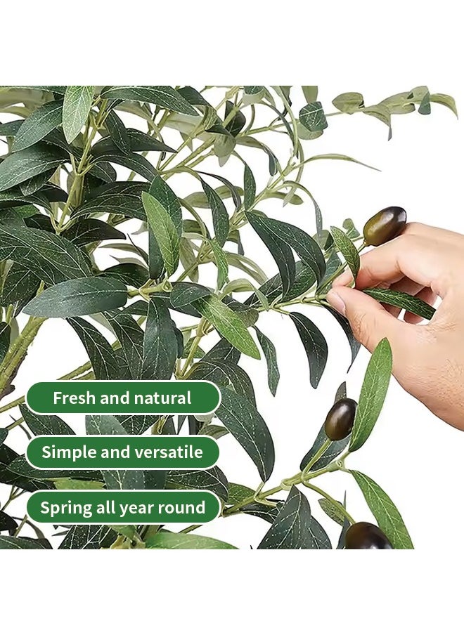 Generic Artificial Olive Tree 150cm Faux Olive Silk Tree with Planter  Fruits Durable  Maintenance-Free Fake Potted Large Artificial Tree for Home Office Shop Exhibition Celebration Decoration  - Image 4