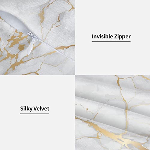 Perinsto White Marble Texture Throw Pillow Covers Set of 2 Decorative Pillowcases Soft Cushion Covers for Sofa Couch Bed Home Decor, 18"X18" - Image 5