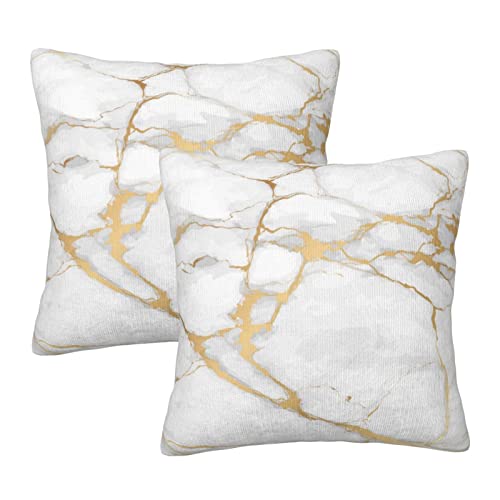 Perinsto White Marble Texture Throw Pillow Covers Set of 2 Decorative Pillowcases Soft Cushion Covers for Sofa Couch Bed Home Decor, 18"X18" - Image 1