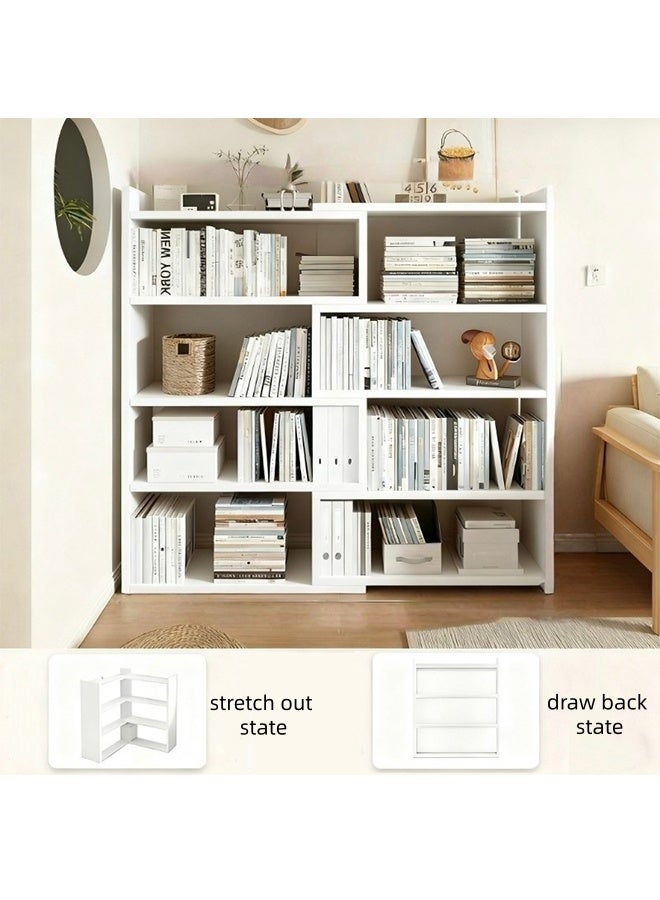 الرف الخشبي القابل للتوسع بحرية من 4 طبقات ، رف الكتب ، رف العرض المفتوح ، قابل للتعديل بحرية وسهل التجميع ، رف تخزين رف الكتب (51-95 سم) - Image 5