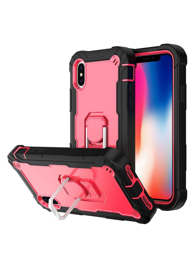 اس-توب جراب لهاتف iPhone X / XS PC + جراب مطاطي مقاوم للصدمات بثلاث طبقات مع حامل دوار - Image 1