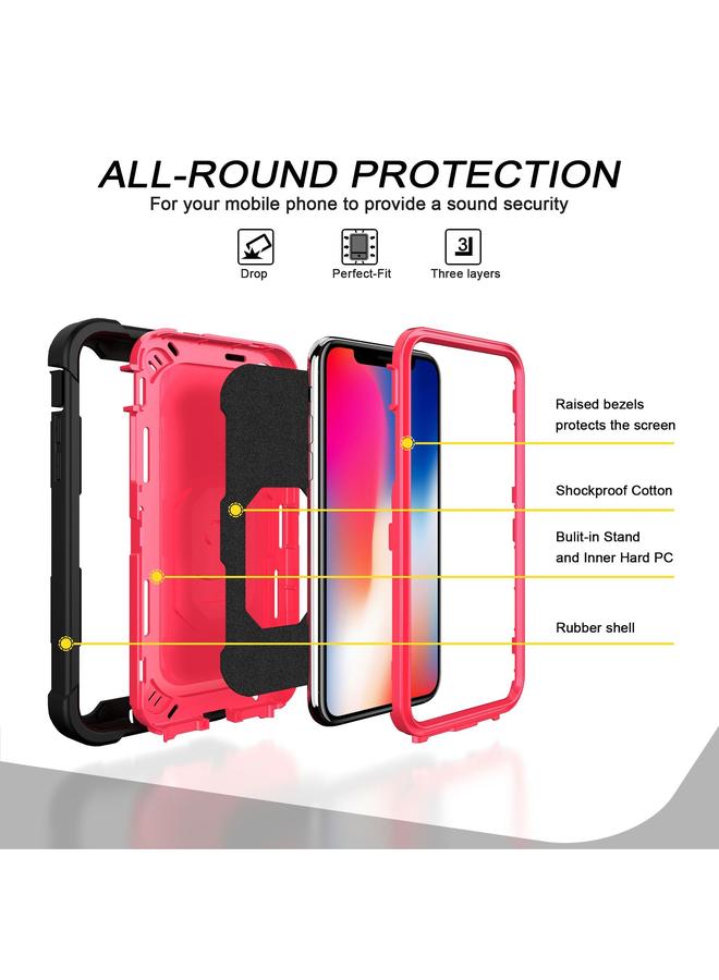 اس-توب جراب لهاتف iPhone X / XS PC + جراب مطاطي مقاوم للصدمات بثلاث طبقات مع حامل دوار - Image 3
