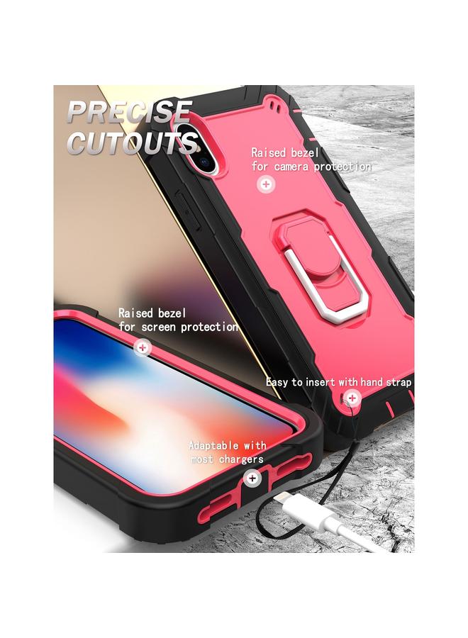 اس-توب جراب لهاتف iPhone X / XS PC + جراب مطاطي مقاوم للصدمات بثلاث طبقات مع حامل دوار - Image 4