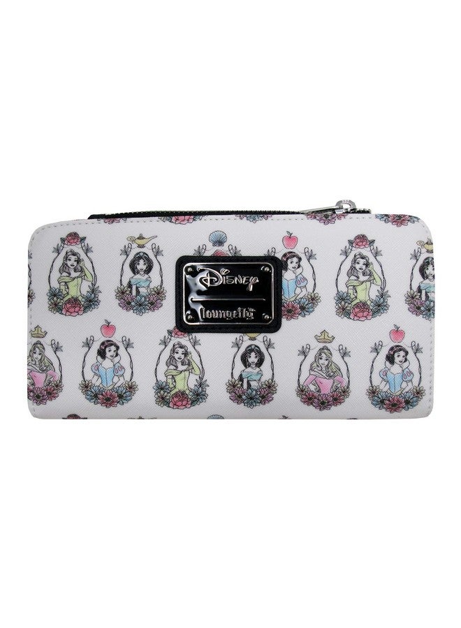 Loungefly X Disney Princess Portraits Alloverprint Wallet (White Multi One Size) - Image 1