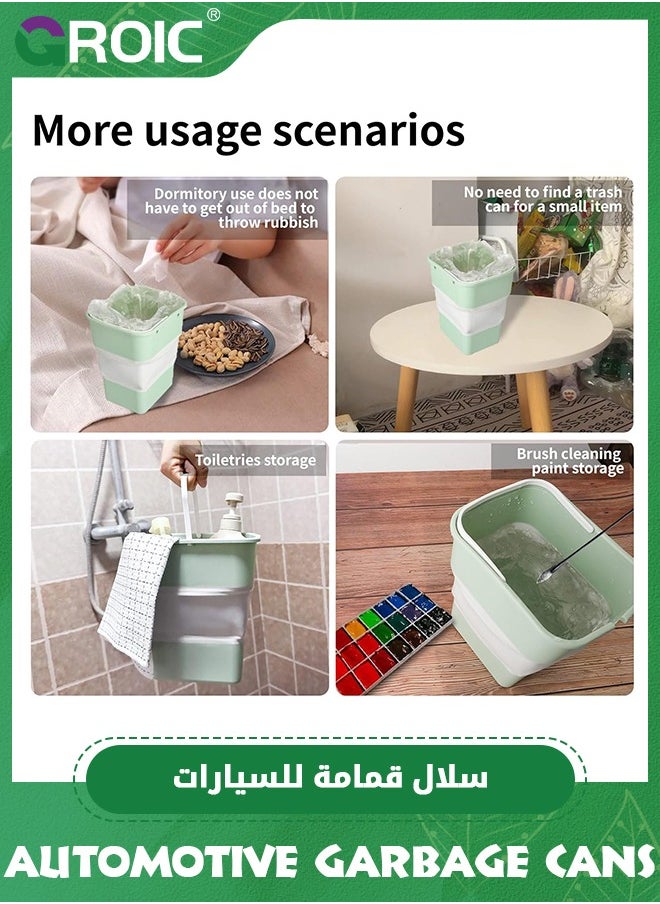 GROIC Green Car Trash Can with Lid, Mini Auto Garbage Can Leakproof Vehicle Trash Bin Fits Cup Holder in Console or Door for Automotive Car, Home, Office, Kitchen, Dinning Room  - Image 5
