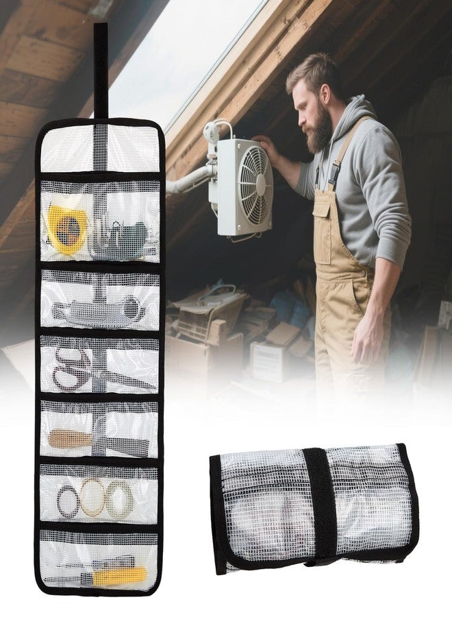 dekayaker Small Roll Up Storage Bag, 6 Pockets Roll Up Tool Kit, Suitable for Mechanics, Kitchen Storage, Art Sketching, Travelling, Potter's Tools, Office Objects, etc., Transparent and Visible, Space-saving - Image 5