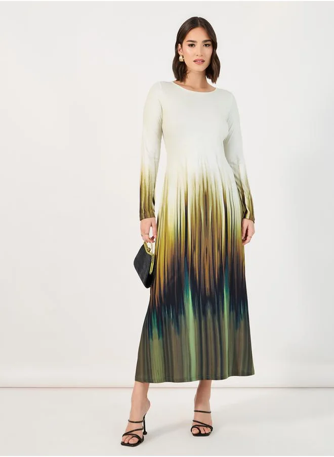 Styli Tie & Dye Print A-Line Maxi Dress