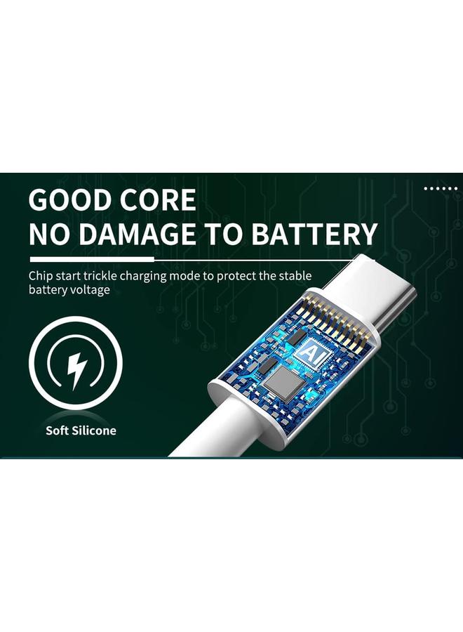 EKR كابل بيانات مجدول 3A USB C إلى USB C Tpe بطول 1 متر، أبيض - Image 3