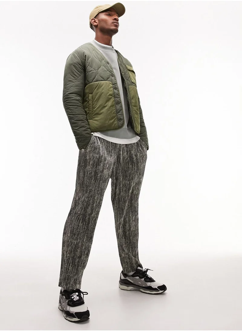 TOPMAN Printed Tapered Plisse Sweatpants