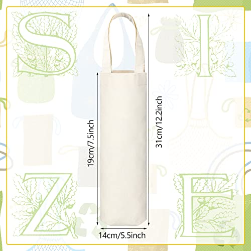 Hoolerry 24 Pcs Canvas Wine Bag with Handle 12 Inch Burlap Sublimation Blank Bottle Gift Tote Reusable Washable Wine Carrier Tote Purse Carrier for Travel Weddings Christmas Holiday Birthdays Party - Image 2