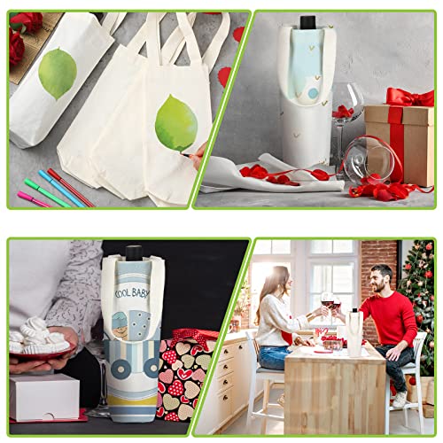 Hoolerry 24 Pcs Canvas Wine Bag with Handle 12 Inch Burlap Sublimation Blank Bottle Gift Tote Reusable Washable Wine Carrier Tote Purse Carrier for Travel Weddings Christmas Holiday Birthdays Party - Image 4