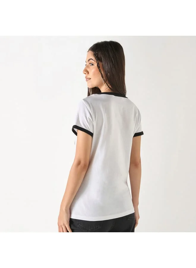 Lee Cooper Lee Cooper Embroidered Round Neck T-shirt with Short Sleeves