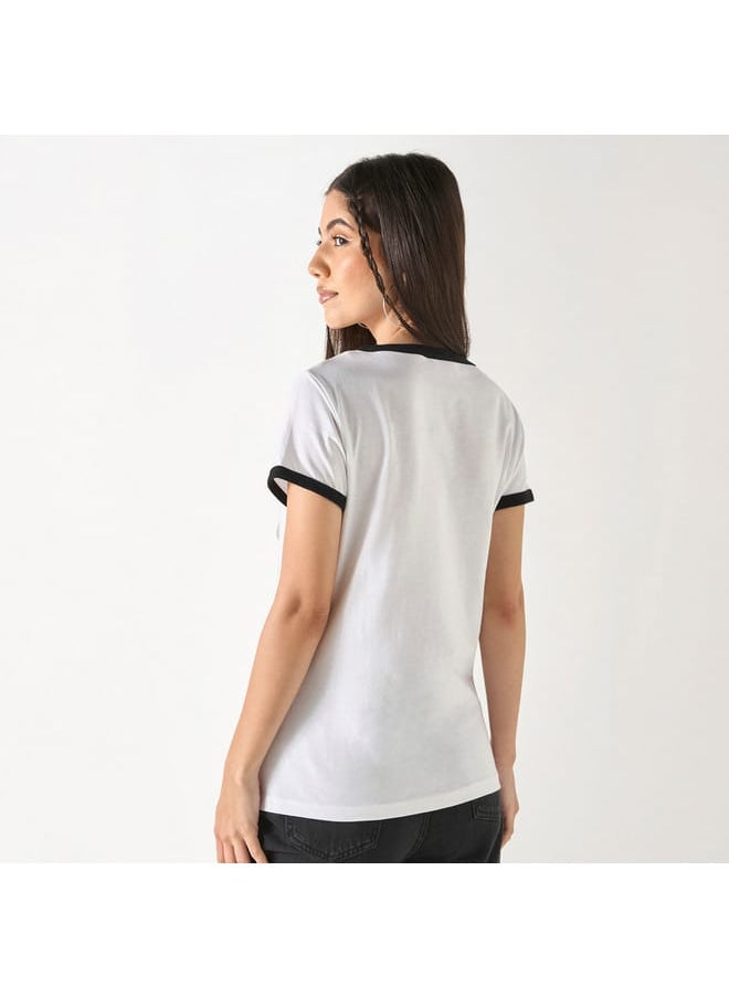 Lee Cooper Lee Cooper Embroidered Round Neck T-shirt with Short Sleeves  - Image 3