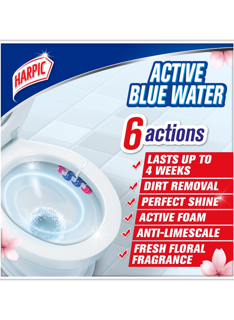 Harpic Active Blue Water Toilet Cleaner Rim Block Floral Burst Scent 35g - Image 3
