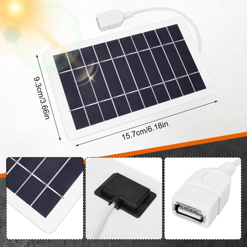 YESSZ USB Solar Panel Charger, Portable Solar Panel Kit for Camera, Cell Phone Charging, Camping, Hiking, Outdoor Travel 5V 5W (White 5W 1PCS) - Image 2