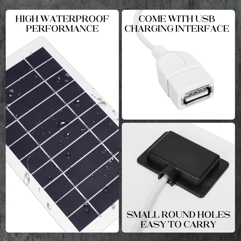 YESSZ USB Solar Panel Charger, Portable Solar Panel Kit for Camera, Cell Phone Charging, Camping, Hiking, Outdoor Travel 5V 5W (White 5W 1PCS) - Image 3