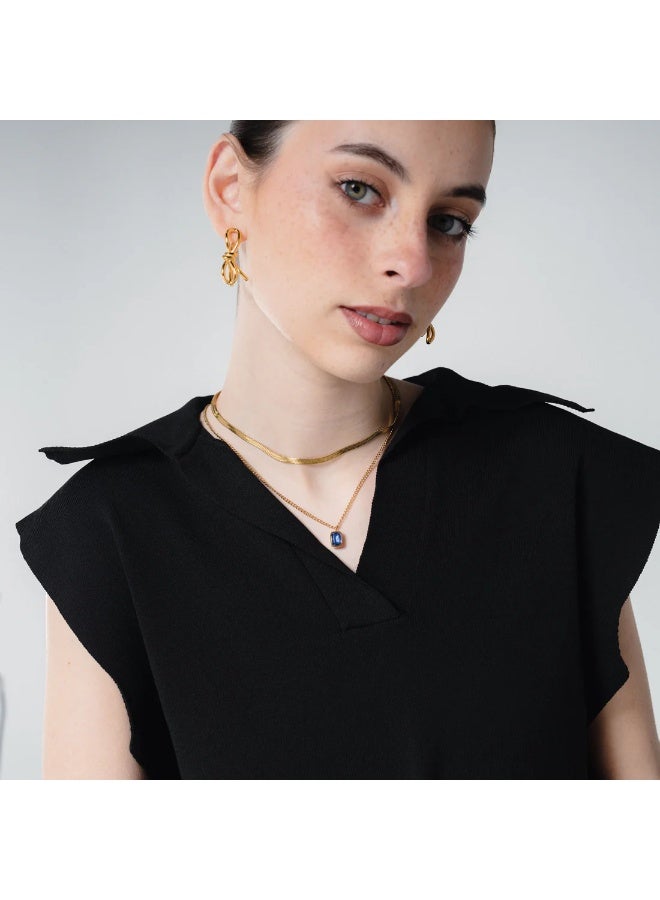 Trendy Layered Blue Pendant Necklace for Women – Multi-Layered Gold-Plated Chain with Blue Accents, Stylish  Jewelry for Everyday & Special Occasions - Image 2