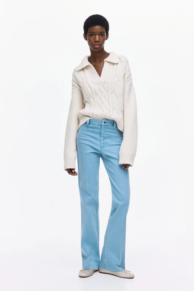 اتش اند ام جينز بقصة حافة واسعة وخصر عالي