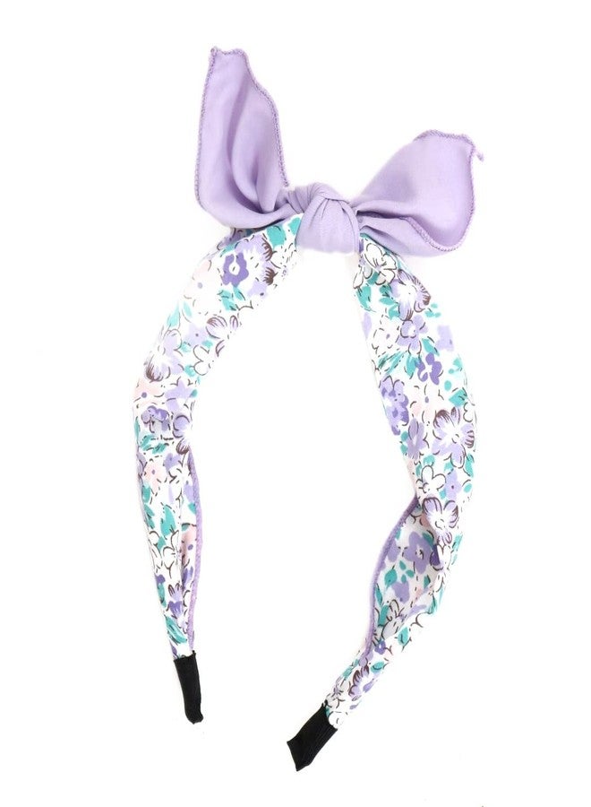 Yellow Bee Set of 3 Printed and Solid Hair Bands for Girls - Purple - Image 4