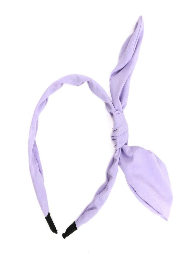 Yellow Bee Set of 3 Printed and Solid Hair Bands for Girls - Purple - Image 5