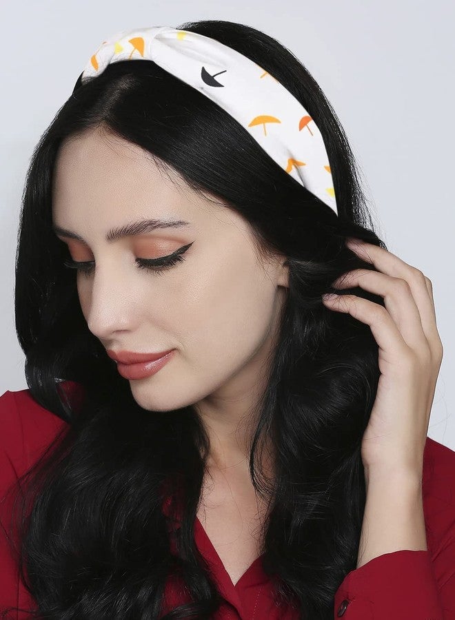 OOMPHelicious Jewellery Combo of 4 Yellow Black Grey White Floral Print Knotted Fashion Hair Band Head Band For Women & Girls Stylish Latest (HRO13HRO14HRO15HRO16_AMR2) - Image 4