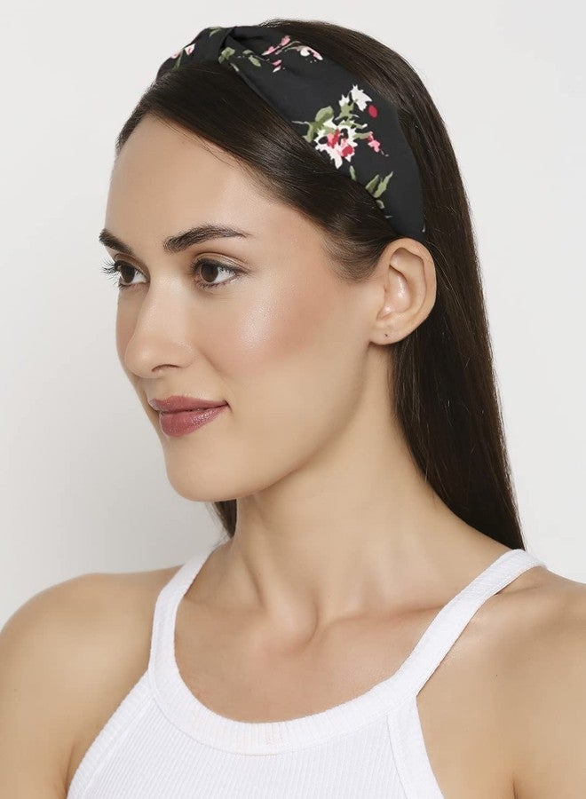 OOMPHelicious Jewellery Combo of 4 Yellow Black Grey White Floral Print Knotted Fashion Hair Band Head Band For Women & Girls Stylish Latest (HRO13HRO14HRO15HRO16_AMR2) - Image 5