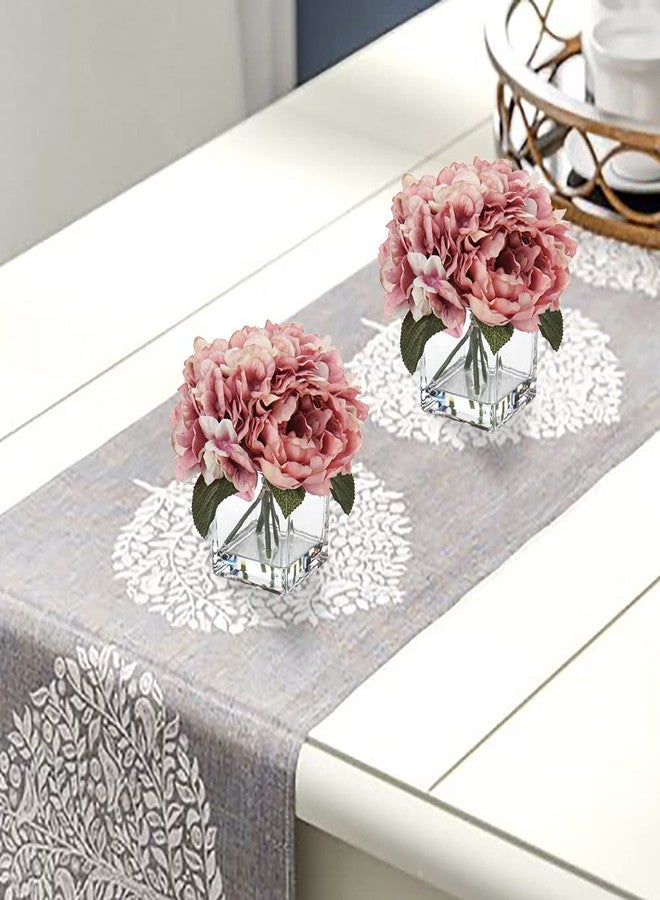 DILATATA Pink Fake Flowers with Vase Hydrangea Artificial Flowers in Vase Peony Faux Flowers in Vase Rose Silk Flowers Peonies Floral Arrangements Artificial with Vase for Home Office Table Shelf Decoration - Image 3