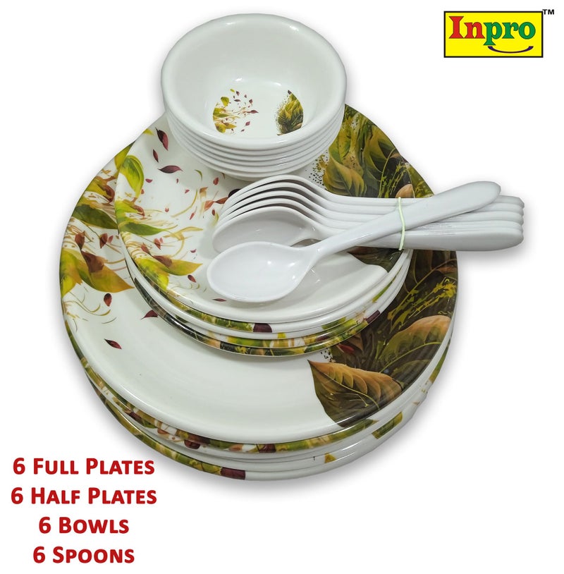 Inpro Every Occasion Covered:- 24-Piece Melamine Dinner Set Contains 6 Full Plates, 6 Half Plates, 6 Bowls and 6 Spoons Perfect for Dinning. - Image 4