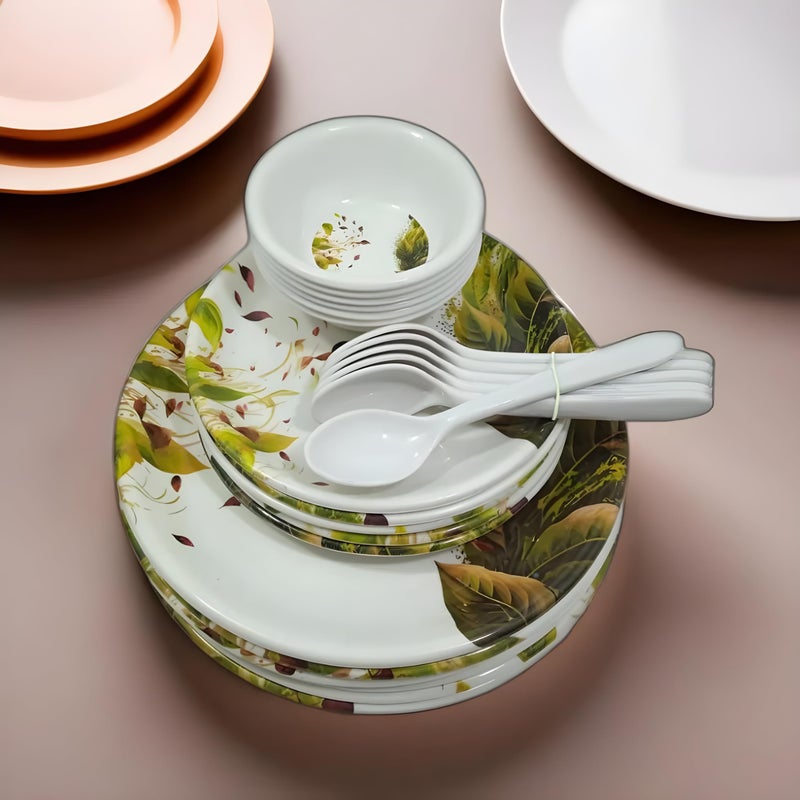 Inpro Every Occasion Covered:- 24-Piece Melamine Dinner Set Contains 6 Full Plates, 6 Half Plates, 6 Bowls and 6 Spoons Perfect for Dinning. - Image 1