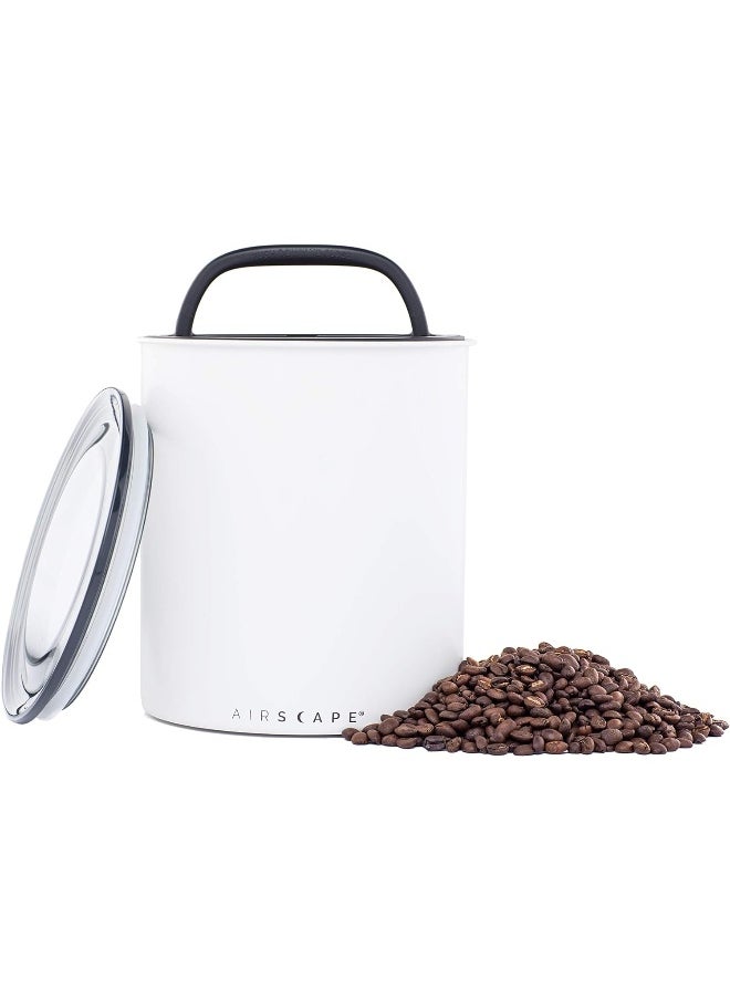 Planetary Design AirScape Coffee Storage Canister (1.1 kg Dry Beans) - Extra Large Kilo Size Food Storage Container, Patented Airtight Two Way Valve Lid Pushes Air Out to Preserve Freshness (Matte White)  - Image 1