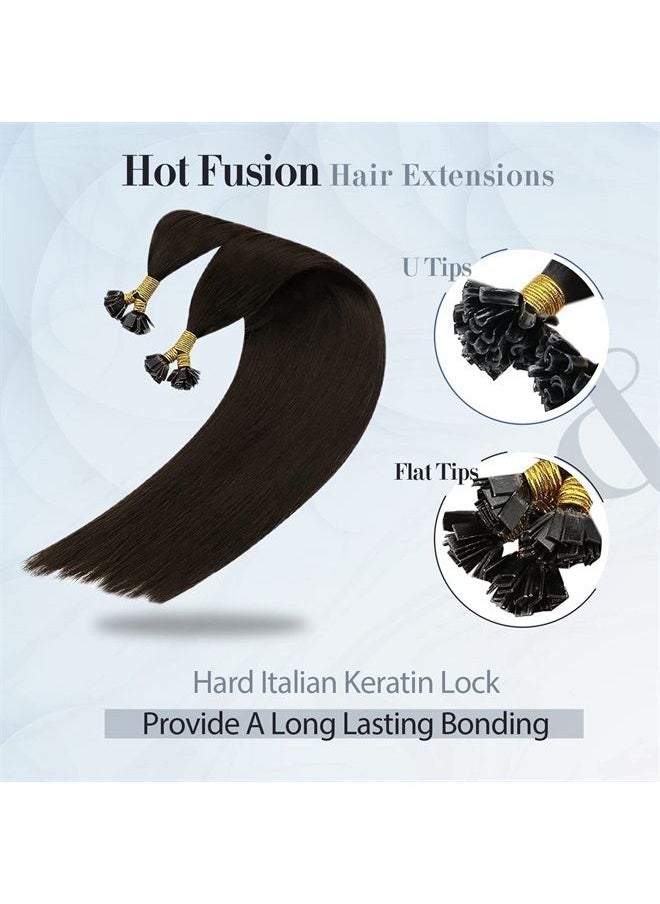 Sunny Hair Sunny Flat Tip Hair Extensions Brown Flat Tips Dark Brown Remy Hair Extensions Darkest Brown Hot Fusion Flat Tip Human Hair Soft Straight Hair 50g/pack 18inch  - Image 2