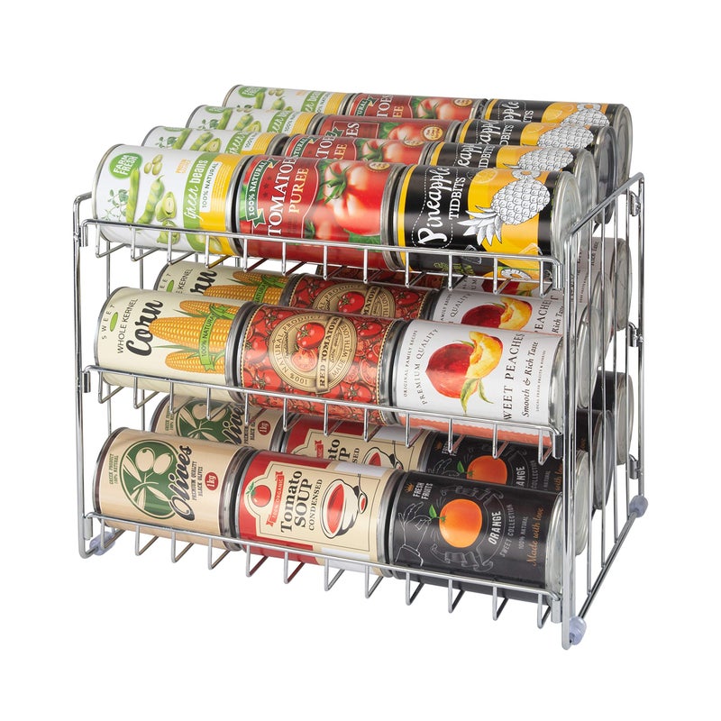 Kitchen Details 3 Tier Can Organizer  Canned Food Storage Rack  Kitchen Cabinet and Pantry Organization  Holds 36 Cans  Space Saving  Chrome
