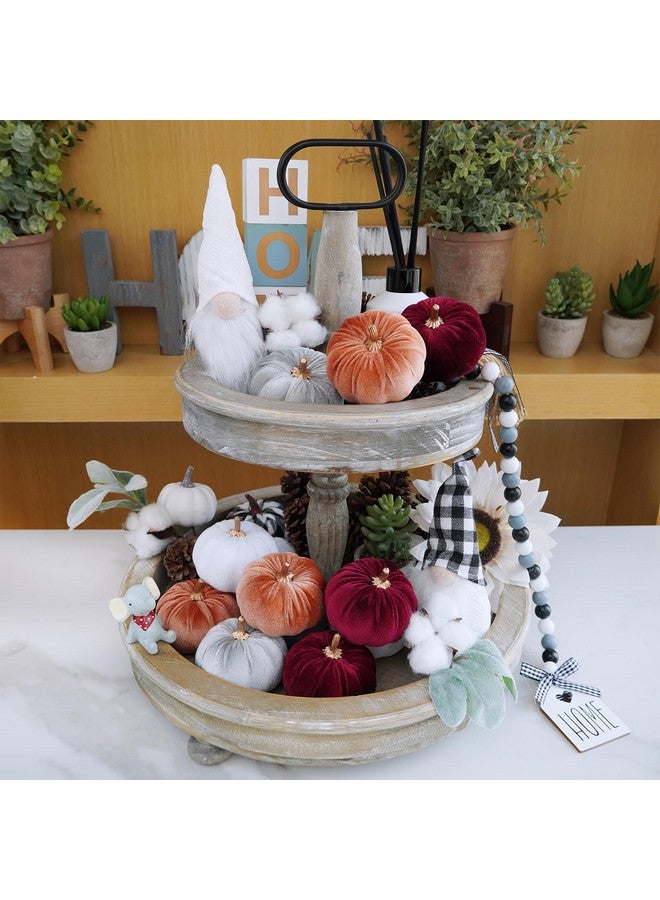 Winlyn 12 Pcs Assorted Small Faux Rustic Velvet Pumpkins Decorative Fabric Foam Pumpkins in Burgundy Bronze Gray White 3" for Fall Wedding Halloween Thanksgiving Table Centerpiece Décor - Image 4