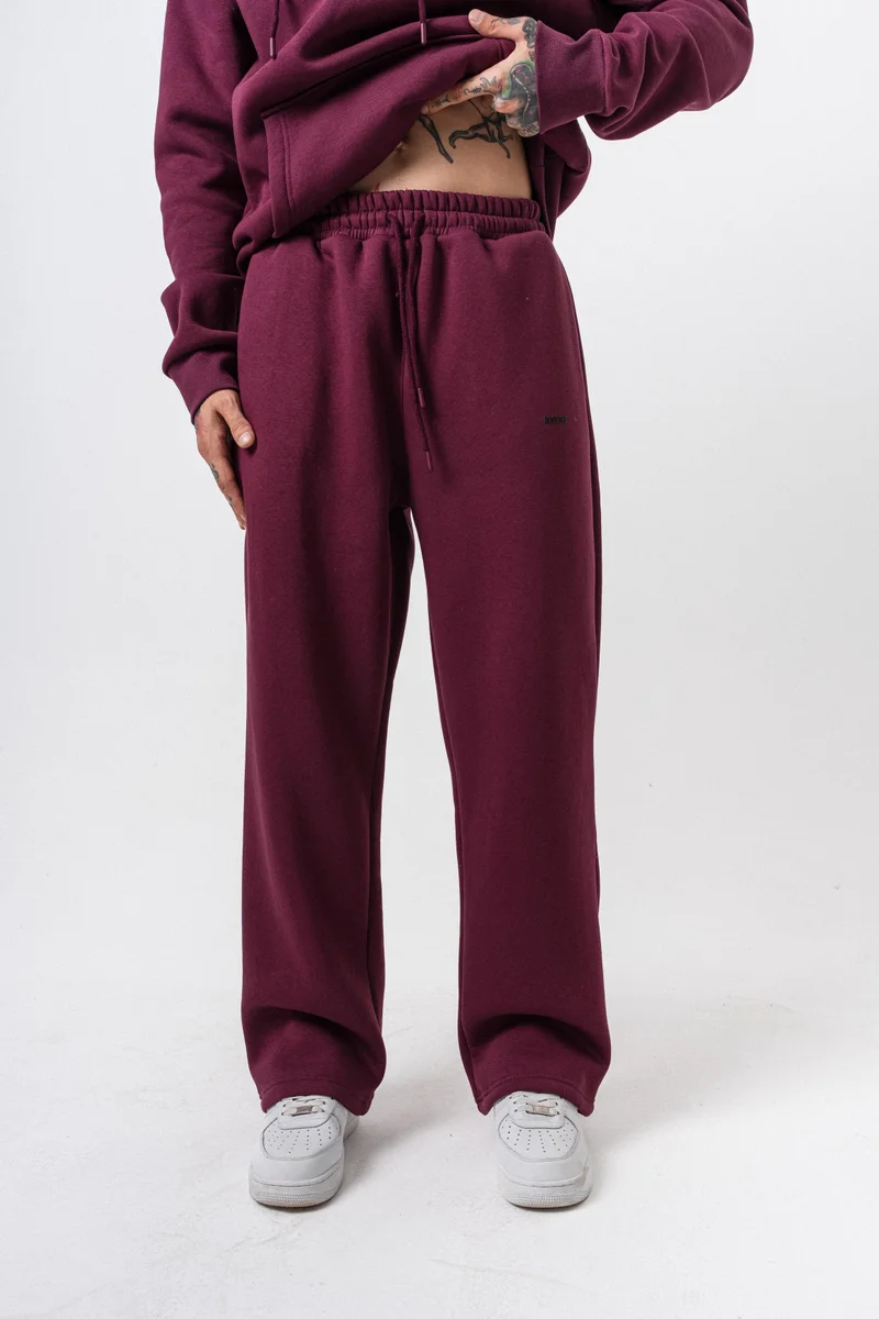 RESPIRE Men's Respire Letter Detail Basic Baggy Sweatpants Cherry (Vişne)