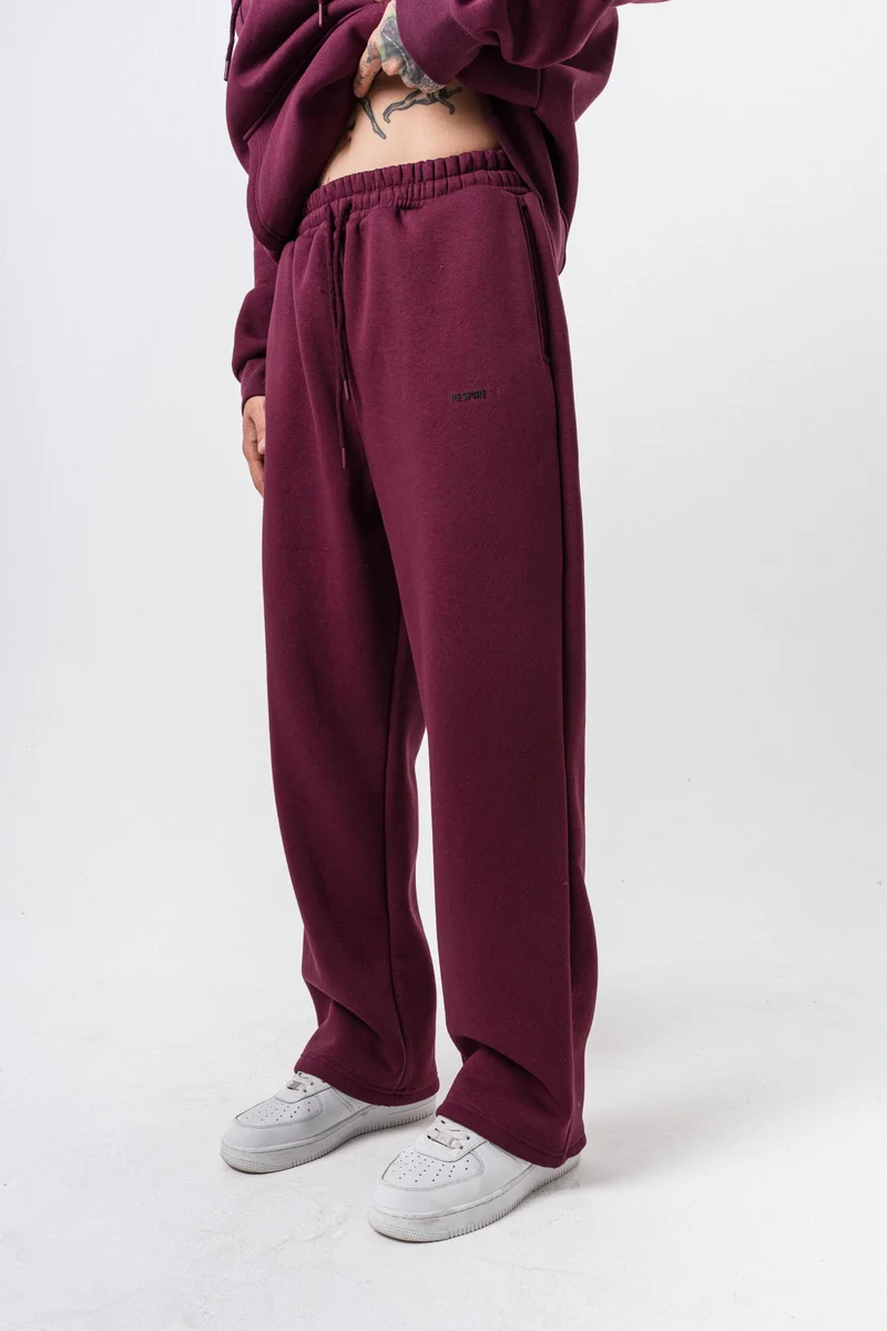 RESPIRE Men's Respire Letter Detail Basic Baggy Sweatpants Cherry (Vişne)