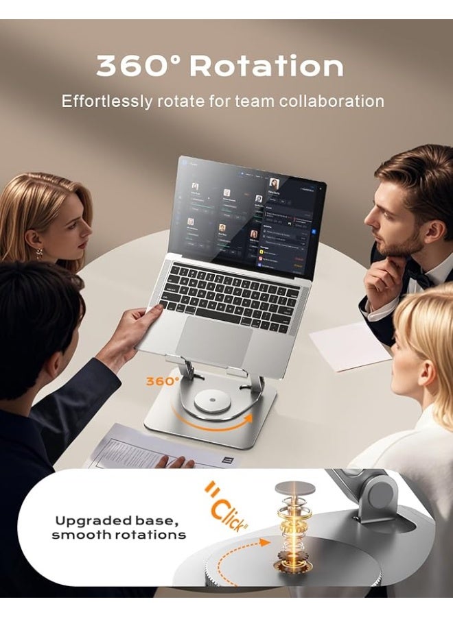 حامل لابتوب بقاعدة دوارة 360° ودعم مزدوج وقابل لتعديل الارتفاع – حامل مريح وقابل للطي لأجهزة 10-16 بوصة - Image 5