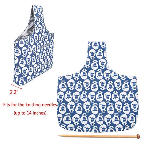 Teamoy Knitting Tote Bag, Travel Project Wrist Bag for Needles(14inches), Yarn and Crochet Supplies, Lightweight, Perfect Size for Knitting on The Go (Large, Sheep) - Image 2