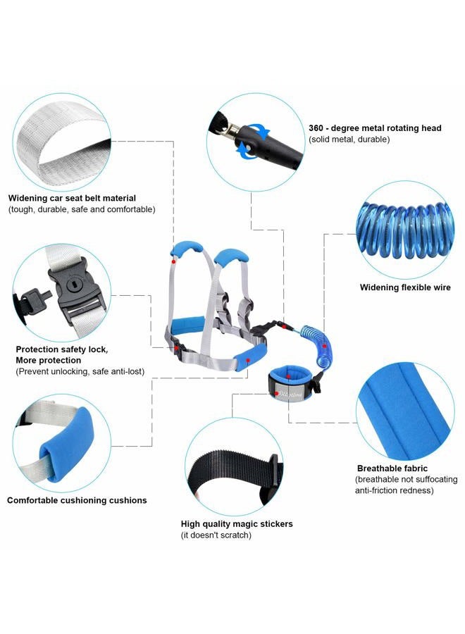 Blisstime 2 in 1 Toddler Leash -Anti Lost Wrist Link for Toddlers -Toddler Harness,Baby Leash,Leash for Toddlers,Wrist Leashes,Child Leashes for Toddlers,Not Easy to Open Without Key - Image 5