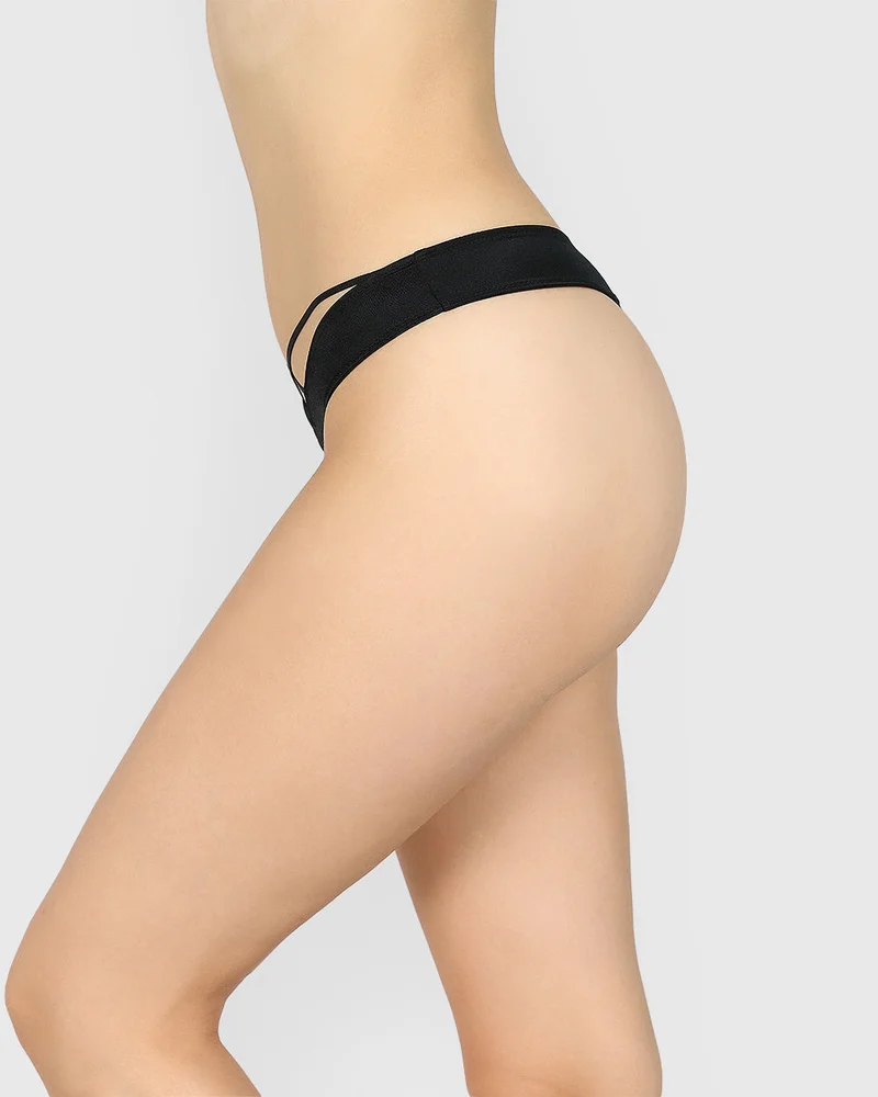 Isla & Evie Isla & Evie BLACK SATIN THONG